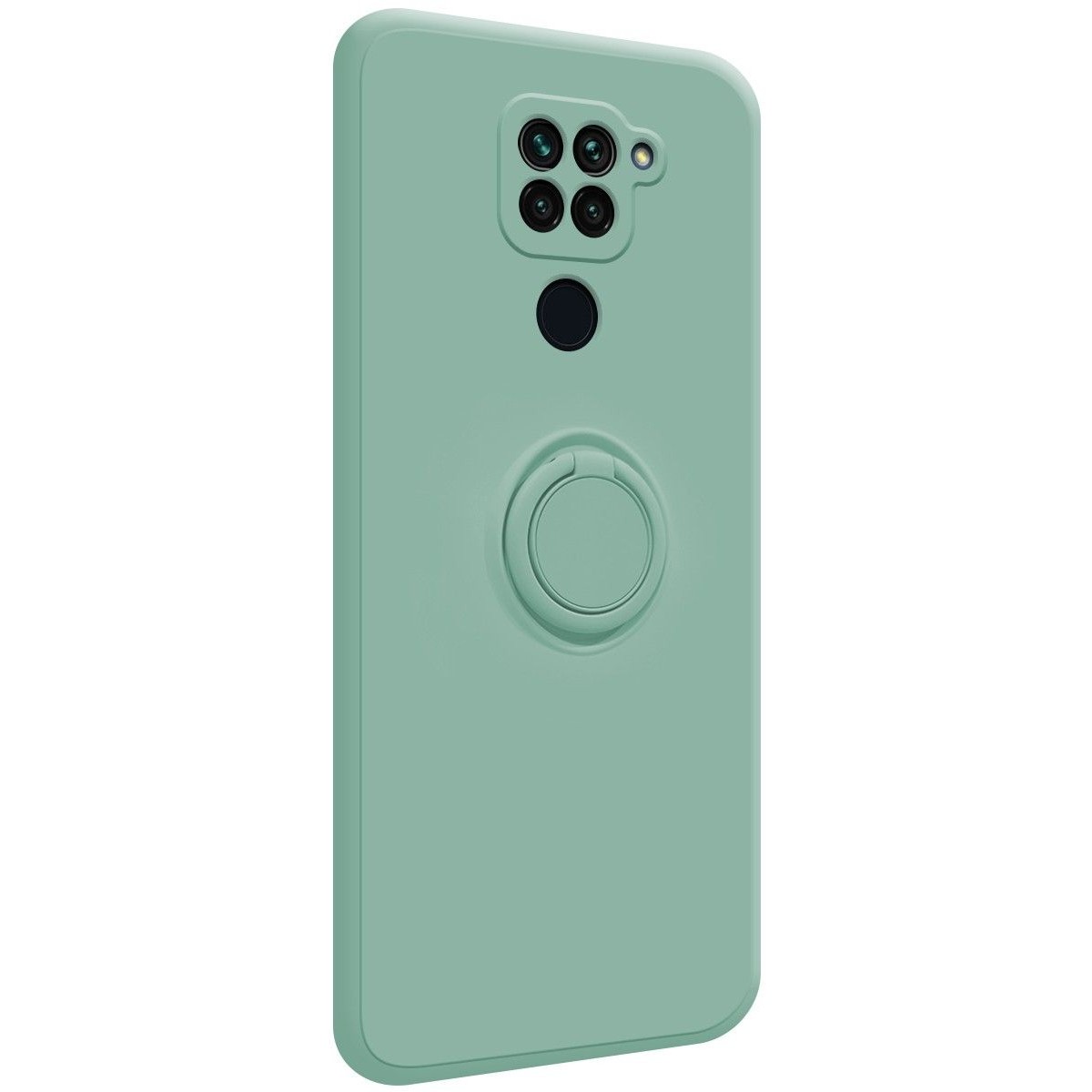 Funda Silicona Líquida Ultra Suave con Anillo para Xiaomi Redmi Note 9 color Verde