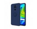 Funda Silicona Líquida Ultra Suave con Anillo para Xiaomi Redmi Note 9 color Azul