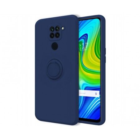 Funda Silicona Líquida Ultra Suave con Anillo para Xiaomi Redmi Note 9 color Azul