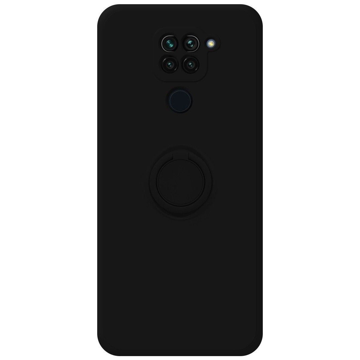 Funda Silicona Líquida Ultra Suave con Anillo para Xiaomi Redmi Note 9 color Negra