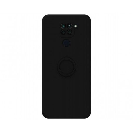 Funda Silicona Líquida Ultra Suave con Anillo para Xiaomi Redmi Note 9 color Negra