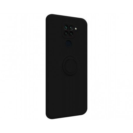 Funda Silicona Líquida Ultra Suave con Anillo para Xiaomi Redmi Note 9 color Negra
