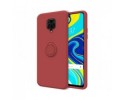 Funda Silicona Líquida Ultra Suave con Anillo para Xiaomi Redmi Note 9S / Note 9 Pro color Rojo Coral