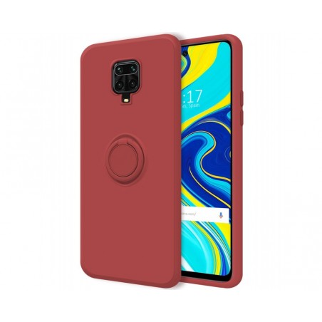Funda Silicona Líquida Ultra Suave con Anillo para Xiaomi Redmi Note 9S / Note 9 Pro color Rojo Coral