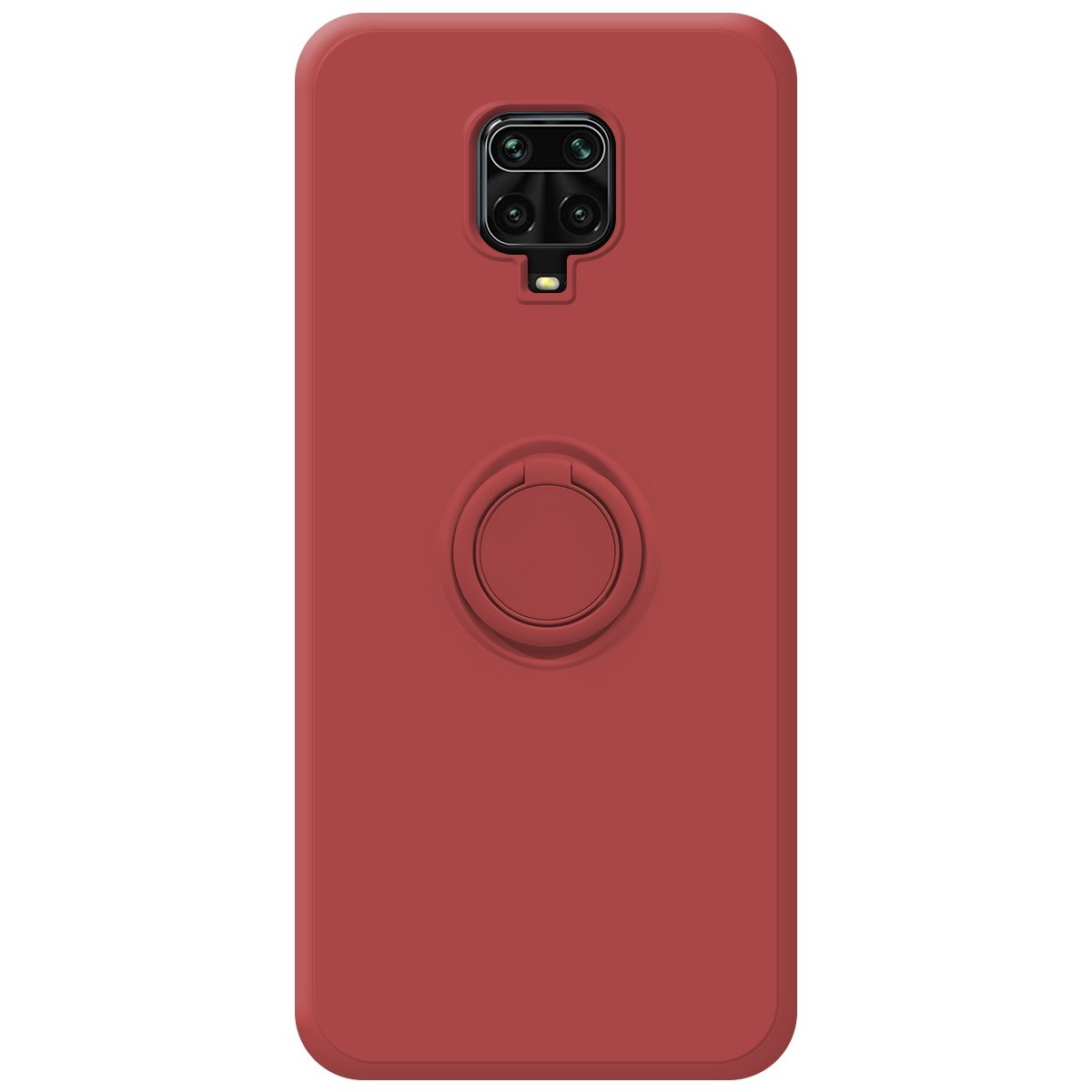 Funda Silicona Líquida Ultra Suave con Anillo para Xiaomi Redmi Note 9S / Note 9 Pro color Rojo Coral