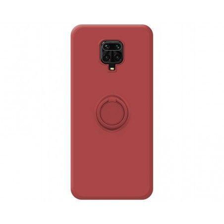 Funda Silicona Líquida Ultra Suave con Anillo para Xiaomi Redmi Note 9S / Note 9 Pro color Rojo Coral