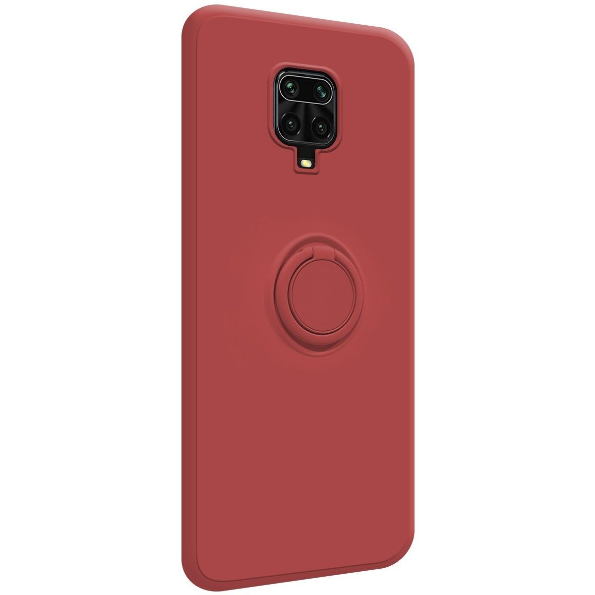 Funda Silicona Líquida Ultra Suave con Anillo para Xiaomi Redmi Note 9S / Note 9 Pro color Rojo Coral