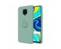 Funda Silicona Líquida Ultra Suave con Anillo para Xiaomi Redmi Note 9S / Note 9 Pro color Verde