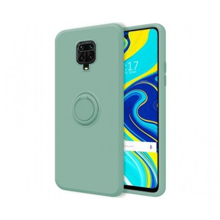 Funda Silicona Líquida Ultra Suave con Anillo para Xiaomi Redmi Note 9S / Note 9 Pro color Verde