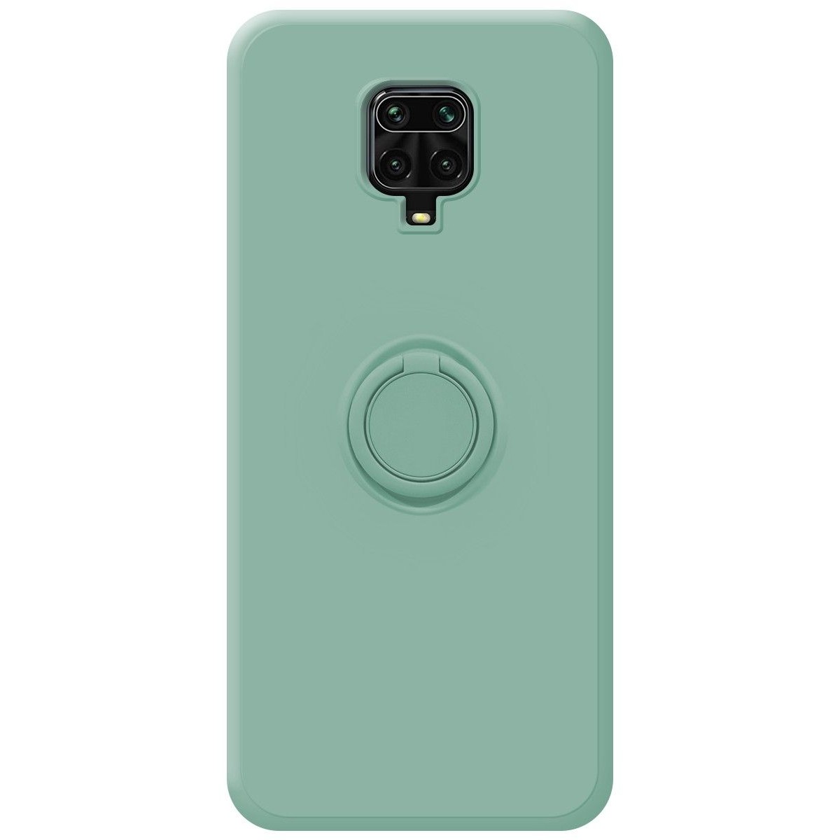 Funda Silicona Líquida Ultra Suave con Anillo para Xiaomi Redmi Note 9S / Note 9 Pro color Verde