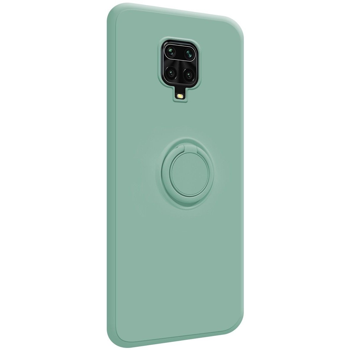 Funda Silicona Líquida Ultra Suave con Anillo para Xiaomi Redmi Note 9S / Note 9 Pro color Verde