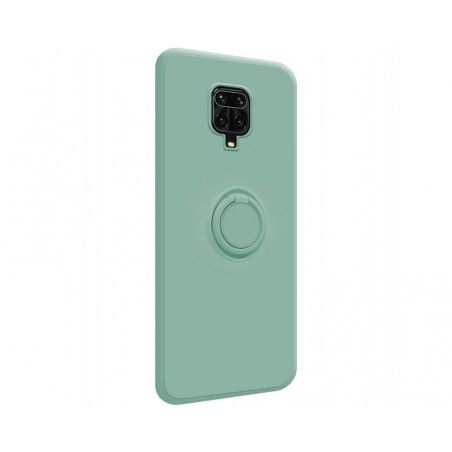 Funda Silicona Líquida Ultra Suave con Anillo para Xiaomi Redmi Note 9S / Note 9 Pro color Verde
