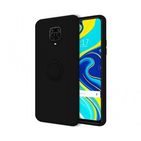 Funda Silicona Líquida Ultra Suave con Anillo para Xiaomi Redmi Note 9S / Note 9 Pro color Negra