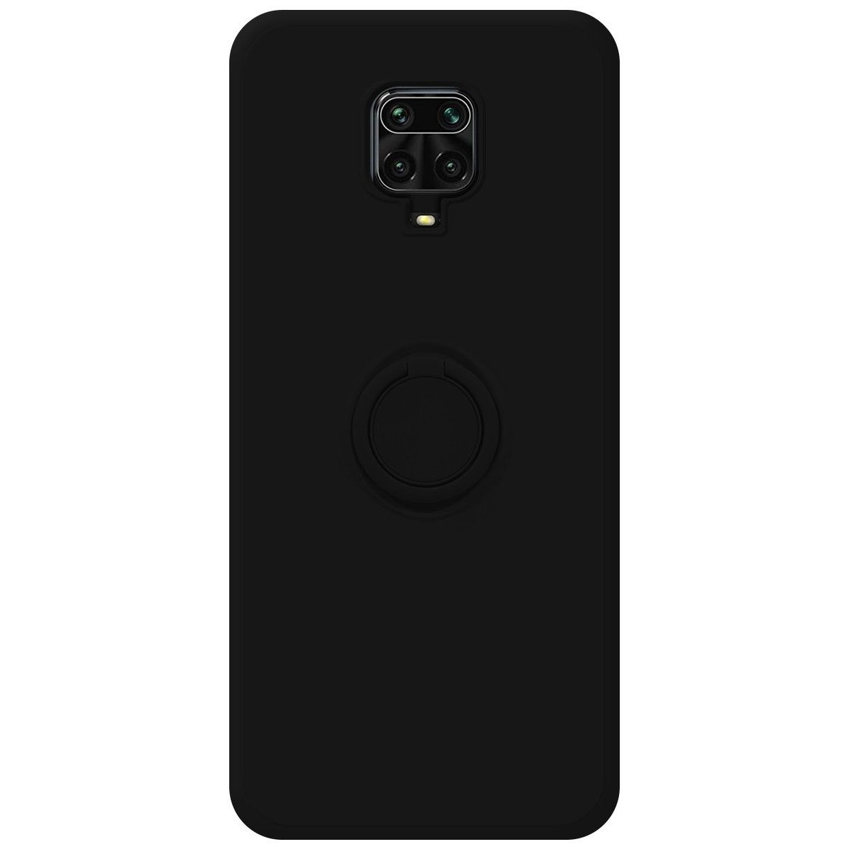 Funda Silicona Líquida Ultra Suave con Anillo para Xiaomi Redmi Note 9S / Note 9 Pro color Negra
