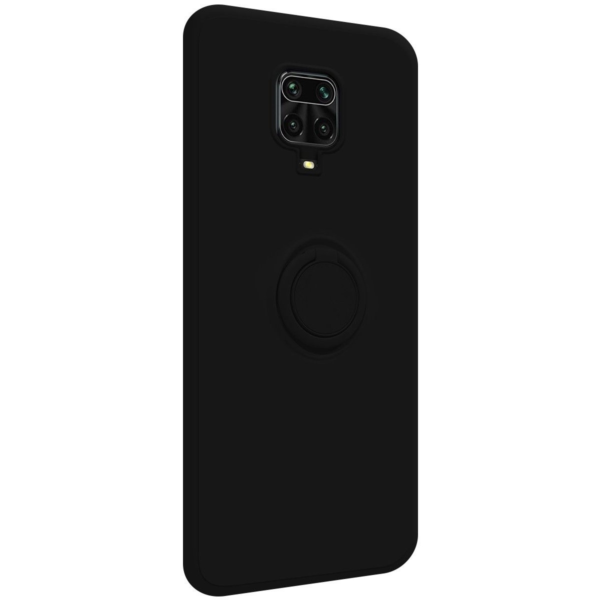 Funda Silicona Líquida Ultra Suave con Anillo para Xiaomi Redmi Note 9S / Note 9 Pro color Negra