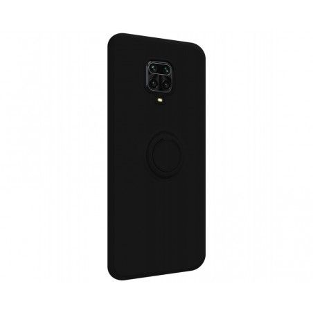 Funda Silicona Líquida Ultra Suave con Anillo para Xiaomi Redmi Note 9S / Note 9 Pro color Negra