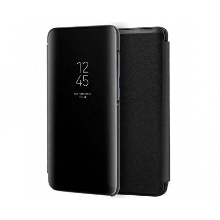 Funda Flip Cover Clear View para Samsung Galaxy A12 / M12 color Negra