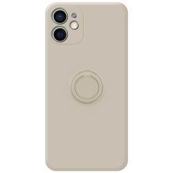 Funda Silicona Líquida Ultra Suave con Anillo para Iphone 12 Mini (5.4) color Beige 2