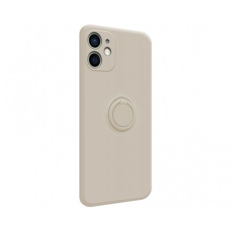 Funda Silicona Líquida Ultra Suave con Anillo para Iphone 12 Mini (5.4) color Beige
