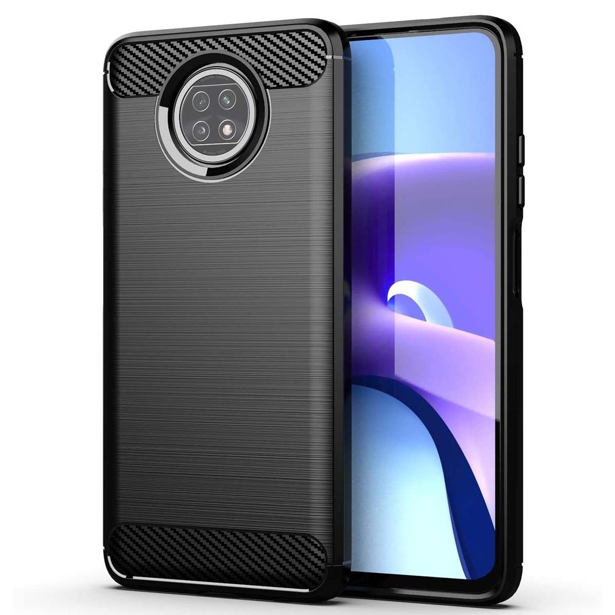 Funda Gel Tpu Tipo Carbon Negra para Xiaomi Redmi Note 9T 5G