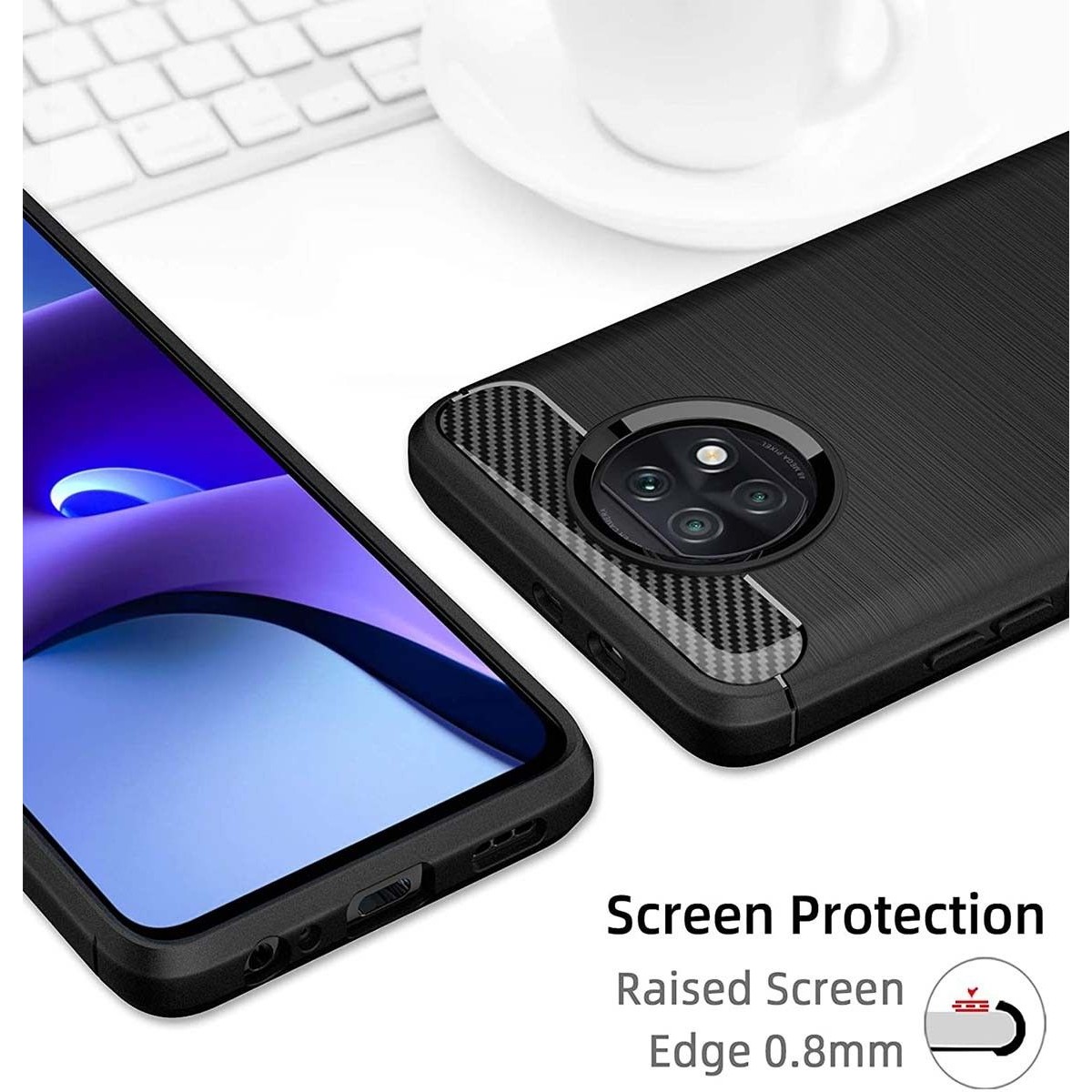 Funda Gel Tpu Tipo Carbon Negra para Xiaomi Redmi Note 9T 5G