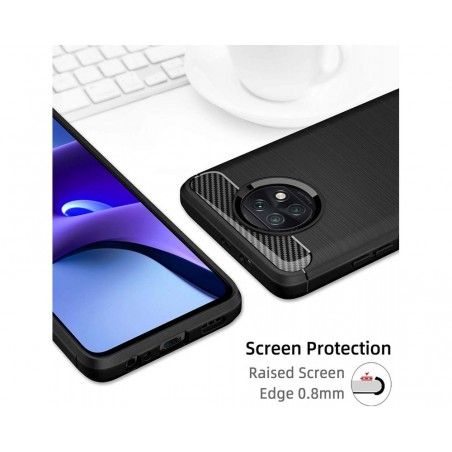 Funda Gel Tpu Tipo Carbon Negra para Xiaomi Redmi Note 9T 5G