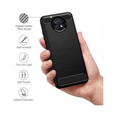 Funda Gel Tpu Tipo Carbon Negra para Xiaomi Redmi Note 9T 5G