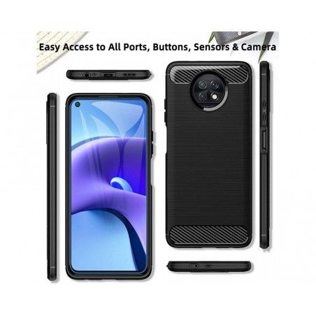Funda Gel Tpu Tipo Carbon Negra para Xiaomi Redmi Note 9T 5G