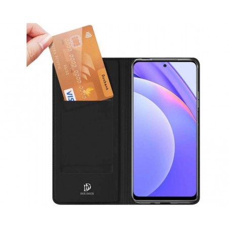 Funda Piel Soporte Magnética Dux Ducis para Xiaomi Mi 10T Lite color Negra