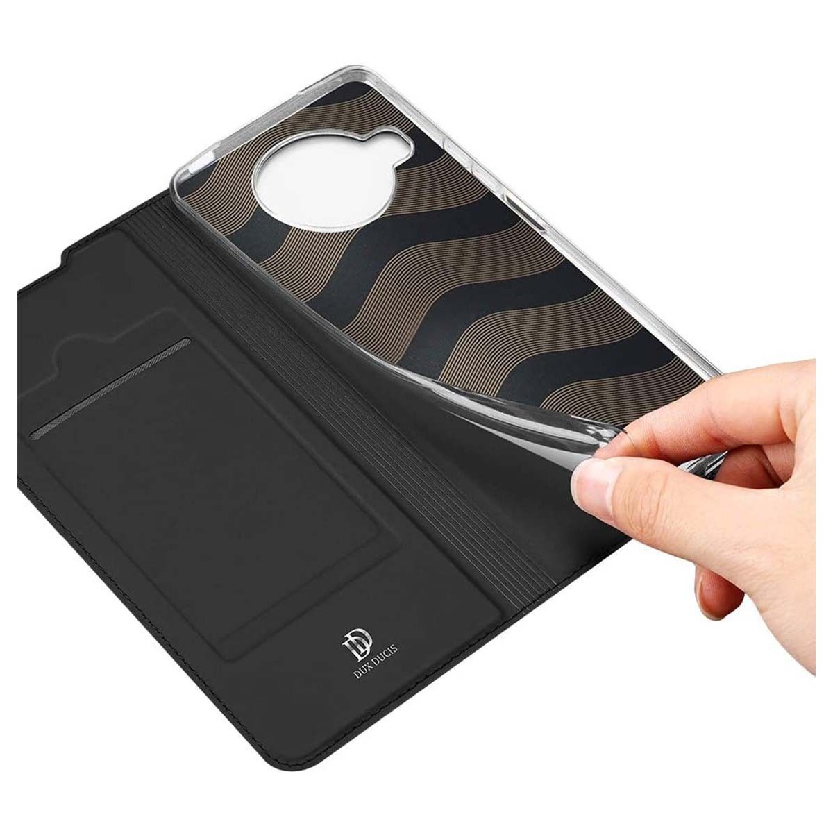 Funda Piel Soporte Magnética Dux Ducis para Xiaomi Mi 10T Lite color Negra