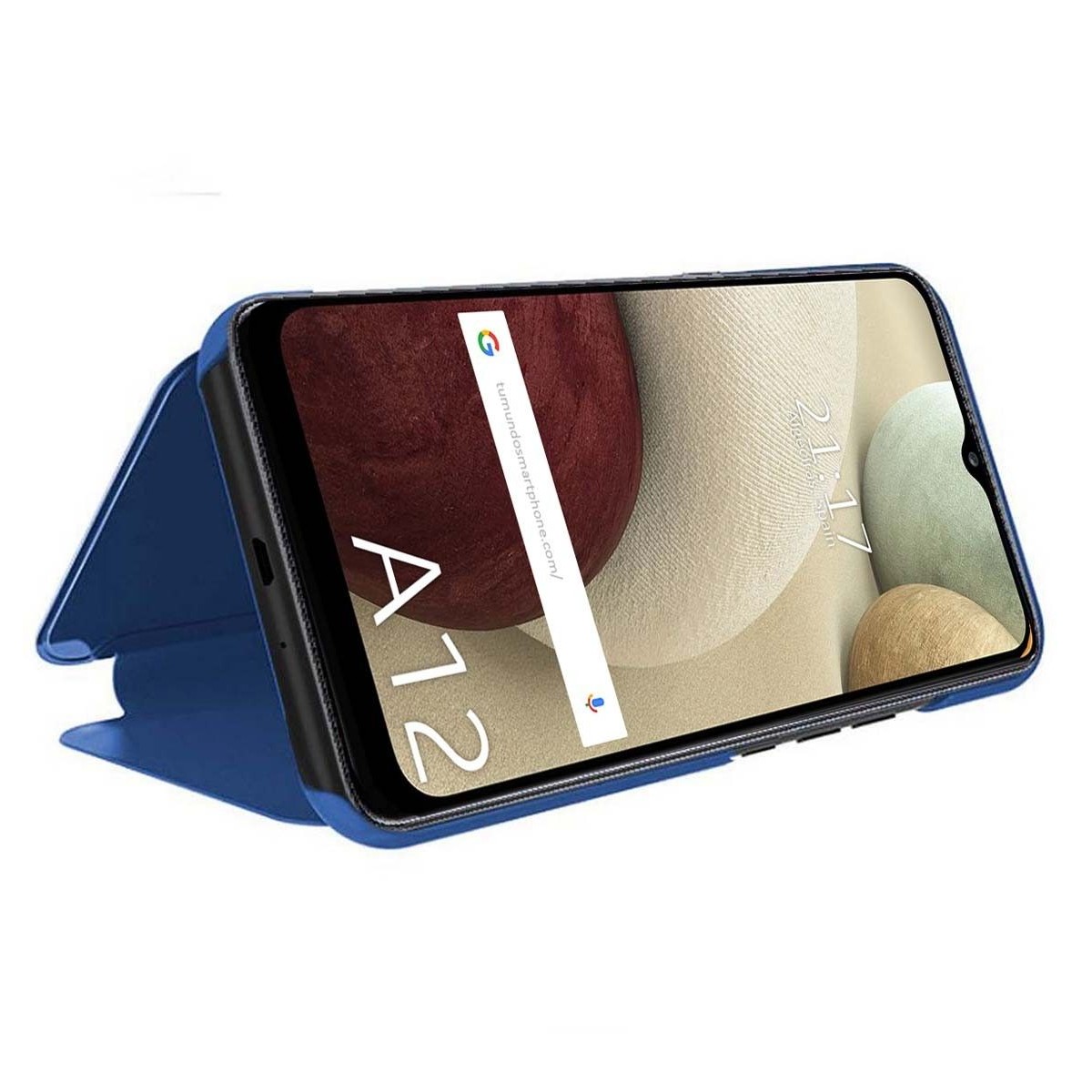 Funda Flip Cover Clear View para Samsung Galaxy A12 / M12 color Azul