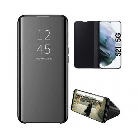Funda Flip Cover Clear View para Samsung Galaxy S21 5G color Negra