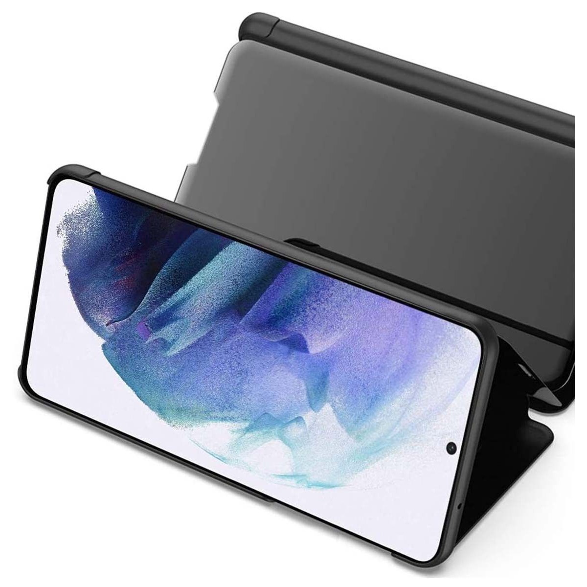 Funda Flip Cover Clear View para Samsung Galaxy S21 5G color Negra