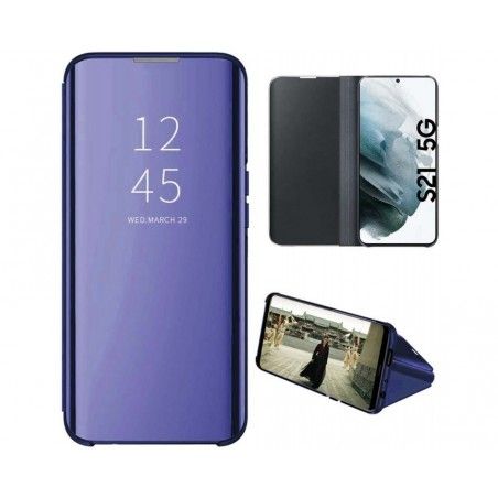 Funda Flip Cover Clear View para Samsung Galaxy S21 5G color Azul