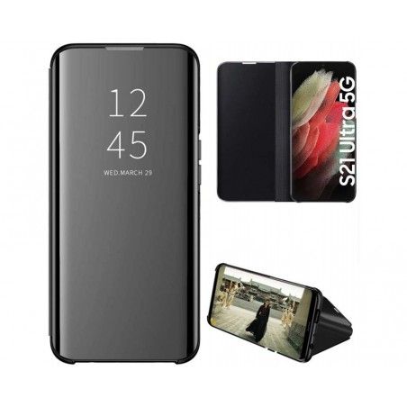 Funda Flip Cover Clear View para Samsung Galaxy S21 Ultra 5G color Negra