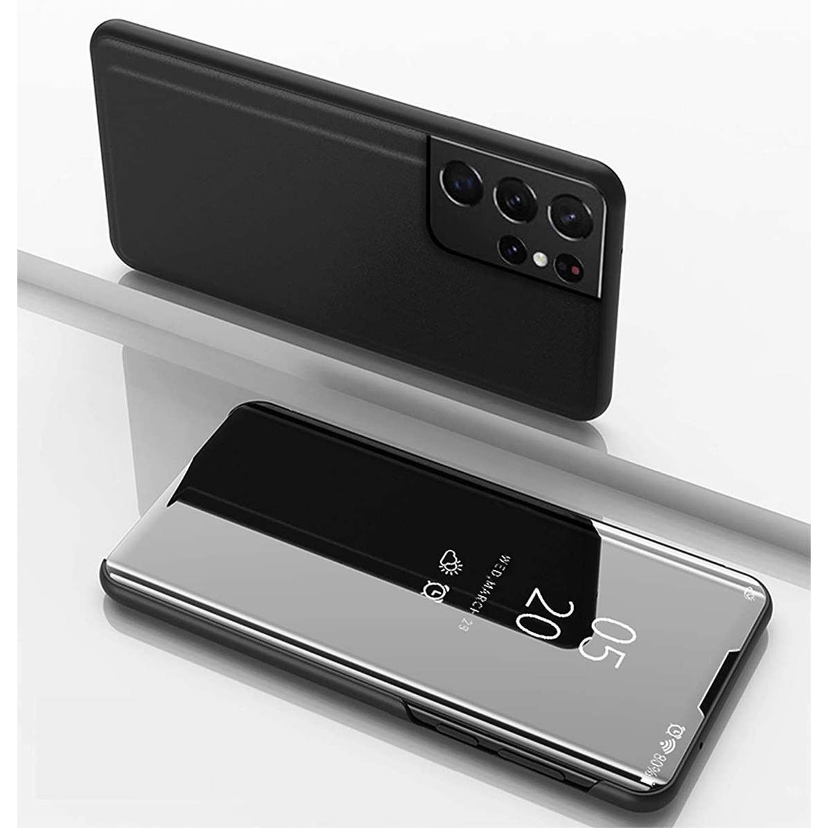 Funda Flip Cover Clear View para Samsung Galaxy S21 Ultra 5G color Negra