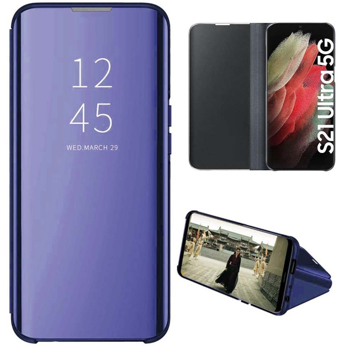 Funda Flip Cover Clear View para Samsung Galaxy S21 Ultra 5G color Azul
