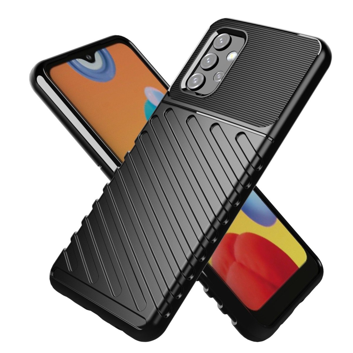 Funda Gel Flexible Thunder Armor Rugged para Samsung Galaxy A32 5G color Negra