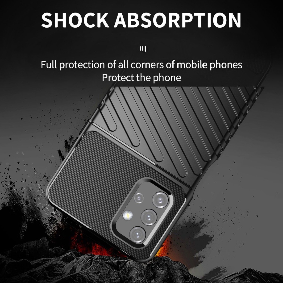 Funda Gel Flexible Thunder Armor Rugged para Samsung Galaxy A32 5G color Negra