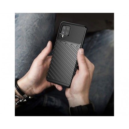 Funda Gel Flexible Thunder Armor Rugged para Samsung Galaxy A42 5G color Negra