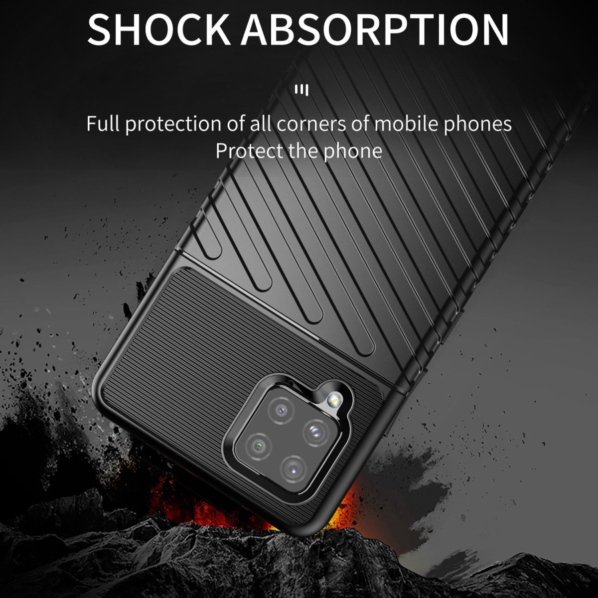 Funda Gel Flexible Thunder Armor Rugged para Samsung Galaxy A42 5G color Negra