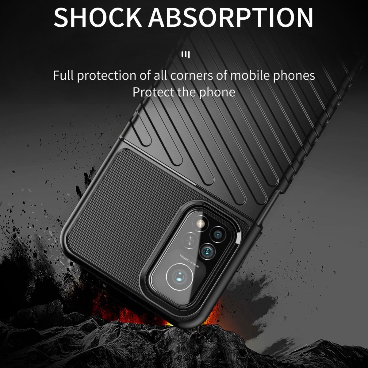 Funda Gel Flexible Thunder Armor Rugged para Xiaomi Mi 10T / MI 10T Pro color Negra