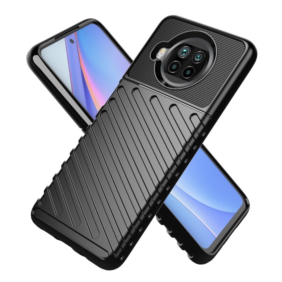 Funda Gel Flexible Thunder Armor Rugged para Xiaomi Mi 10T Lite color Negra