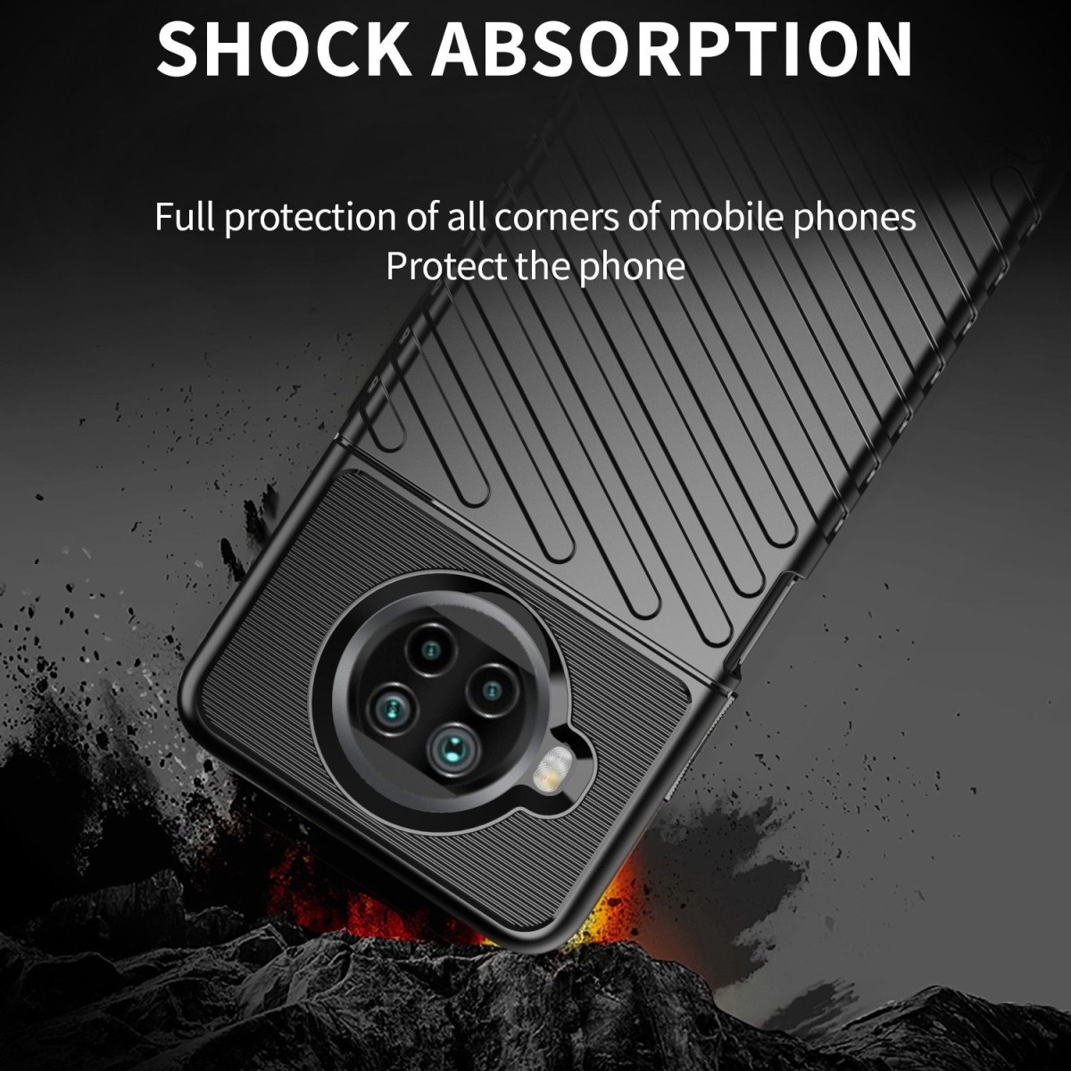 Funda Gel Flexible Thunder Armor Rugged para Xiaomi Mi 10T Lite color Negra