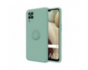 Funda Silicona Líquida Ultra Suave con Anillo para Samsung Galaxy A12 / M12 color Verde