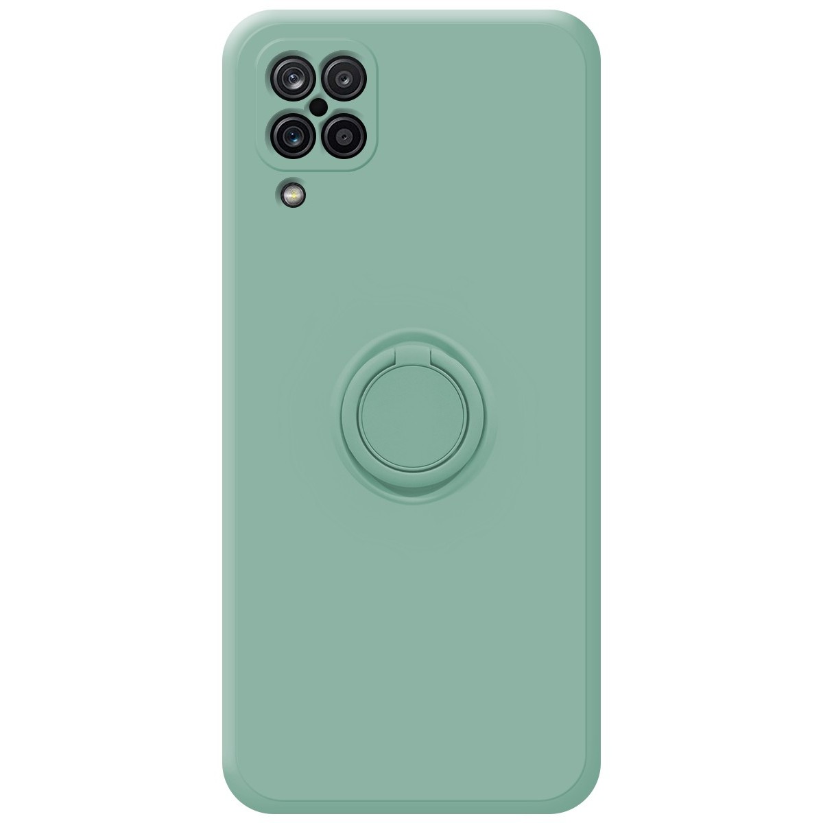 Funda Silicona Líquida Ultra Suave con Anillo para Samsung Galaxy A12 / M12 color Verde