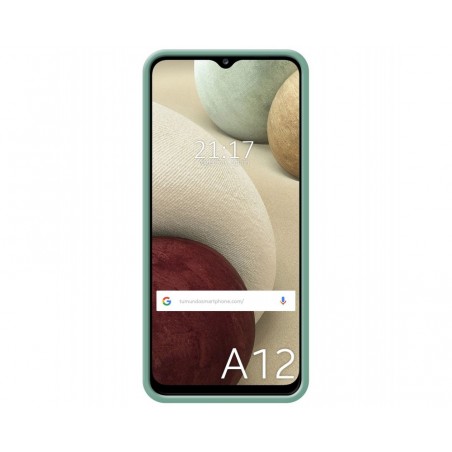 Funda Silicona Líquida Ultra Suave con Anillo para Samsung Galaxy A12 / M12 color Verde