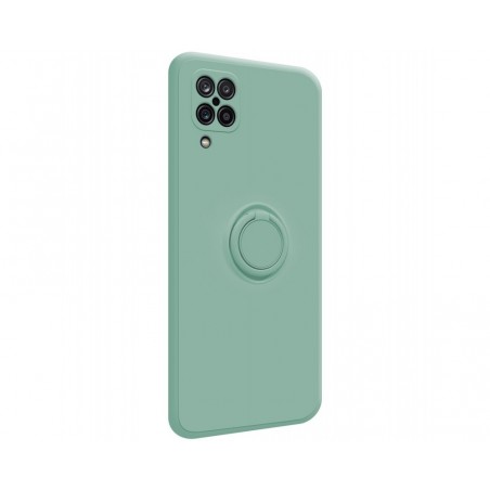 Funda Silicona Líquida Ultra Suave con Anillo para Samsung Galaxy A12 / M12 color Verde