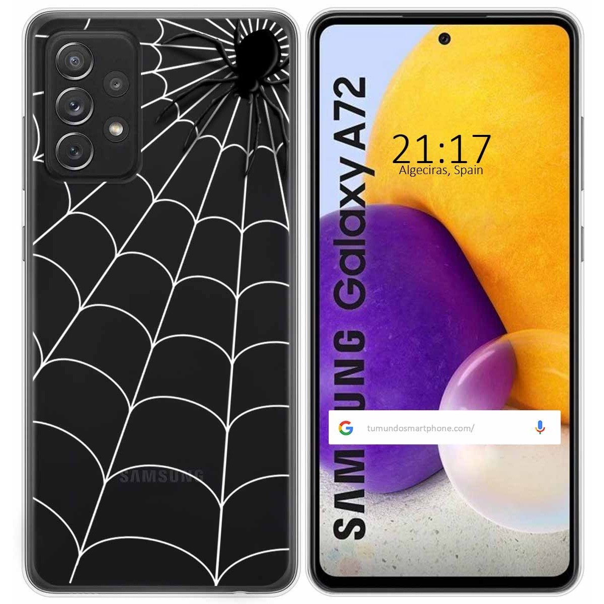 Funda Gel Transparente para Samsung Galaxy A72 diseño Araña Dibujos