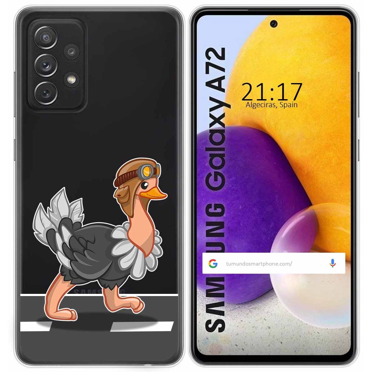 Funda Gel Transparente para Samsung Galaxy A72 diseño Avestruz Dibujos